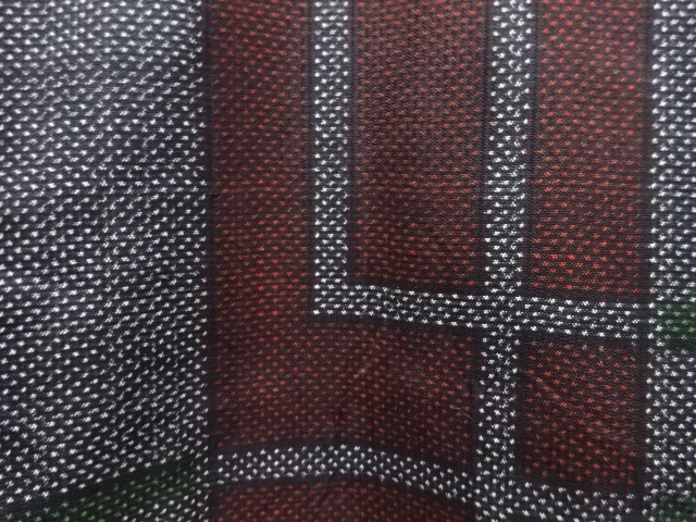 JAPANESE KIMONO / ANTIQUE GEOMETRIC PATTERN WOVEN DORO OSHIMA TSUMUGI 